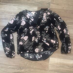Mossimo Supply Co. Black and Pink Floral Blouse